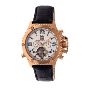 Reign Goliath Automatic Leather-Band Watch - Rose Gold/Silver - REIRN3306