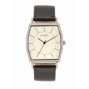 Simplify The 5400 Leather-Band Watch - Silver/Black  - SIM5401