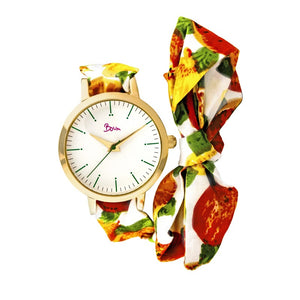 Boum Arc Floral-Print Wrap Watch