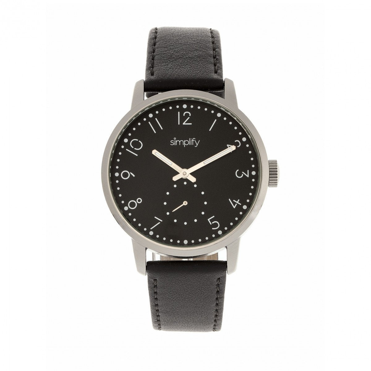 Simplify The 3400 Leather-Band Watch - Silver/Black - SIM3402