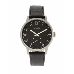 Simplify The 3400 Leather-Band Watch - Silver/Black - SIM3402