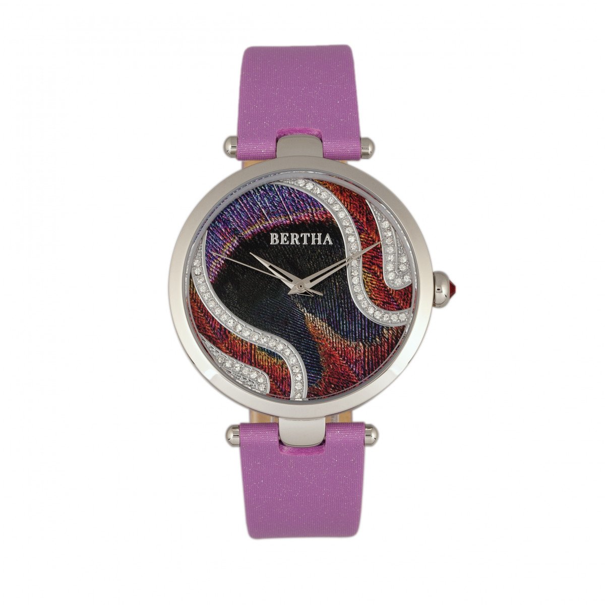 Bertha Trisha Leather-Band Watch w/Swarovski Crystals - Lilac - BTHBR8002