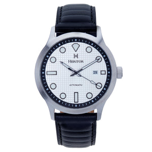 Heritor Automatic Bradford Leather-Band Watch w/Date - Silver & Black - HERHS1106