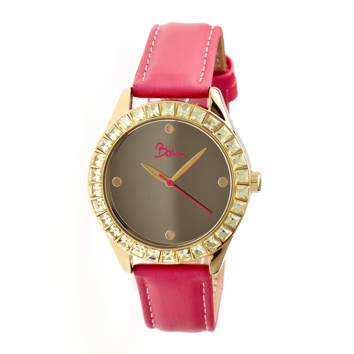 Boum Chic Mirror-Dial Leather-Band Ladies Watch - Gold/Pink - BOUBM2006