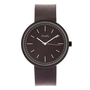 Simplify The 3000 Leather-Band Watch - Plum - SIM3006