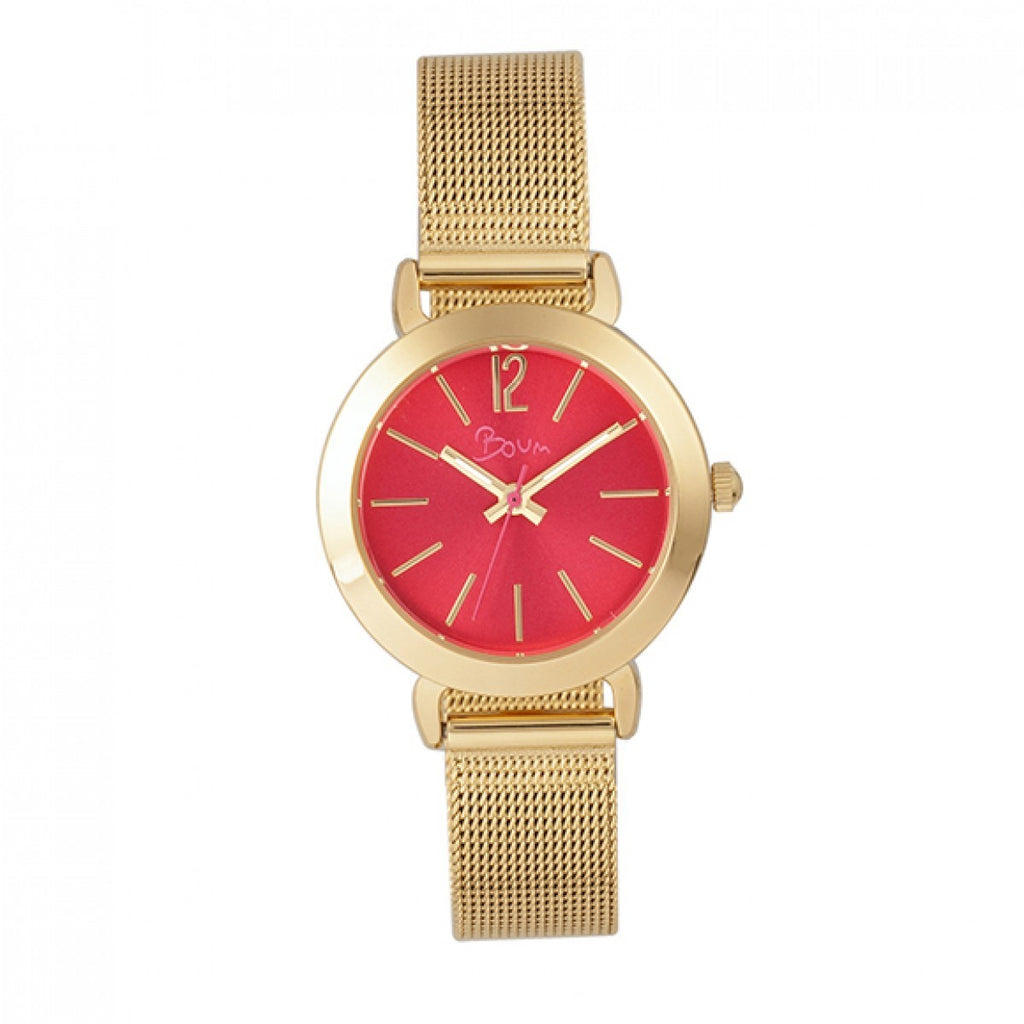 Boum Feroce Mesh-Bracelet Watch - Gold/Red - BOUBM5201