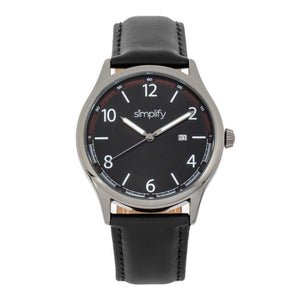 Simplify The 6900 Leather-Band Watch w/ Date