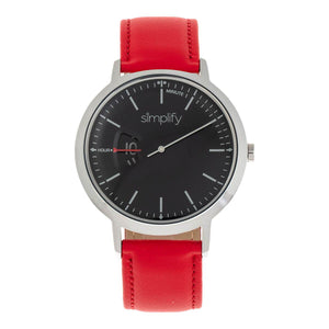 Simplify The 6500 Leather-Band Watch - Red/Black - SIM6503