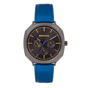Breed Revolver Leather-Band Watch w/Day/Date - Blue/Black - BRD9305