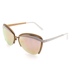 Bertha Aubree Polarized Sunglasses - White/Rose Gold - BRSBR017W