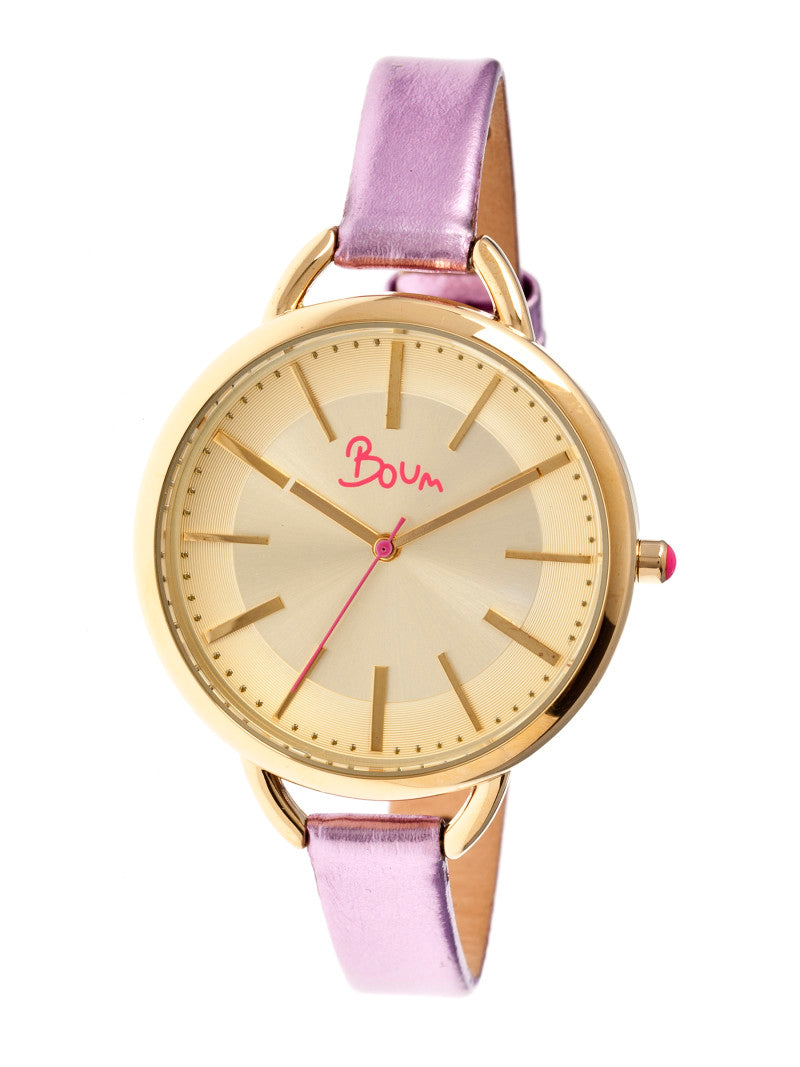 Boum Champagne Leather-Band Ladies Watch