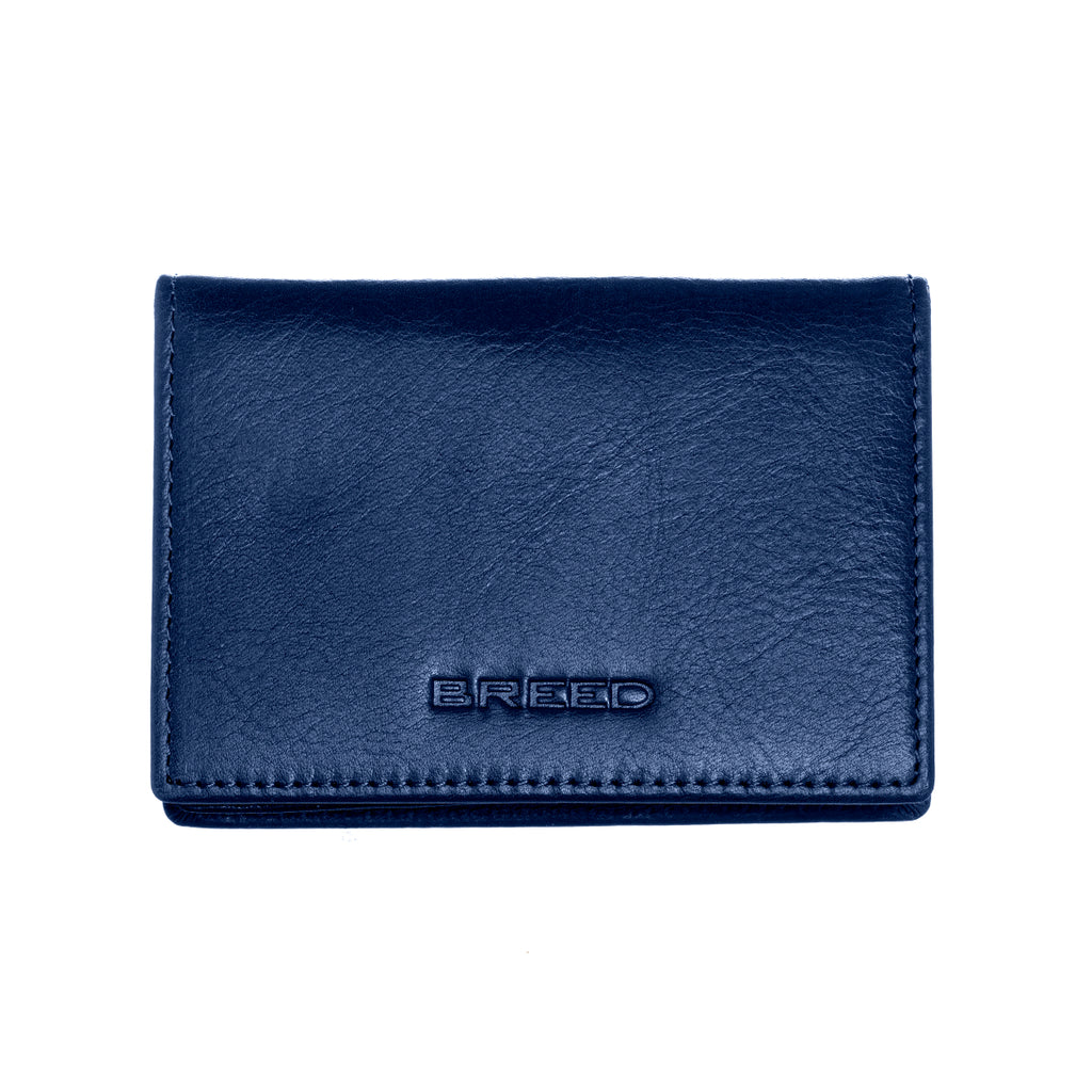 Breed Porter Genuine Leather Bi-Fold Wallet - Navy - BRDWALL002-BLU
