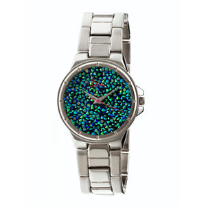 Boum Cachet Crystal-Dial Ladies Bracelet Watch - Silver/Turquoise - BOUBM2305
