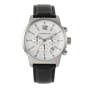 Morphic M67 Series Chronograph Leather-Band Watch w/Date - Silver/Black - MPH6701