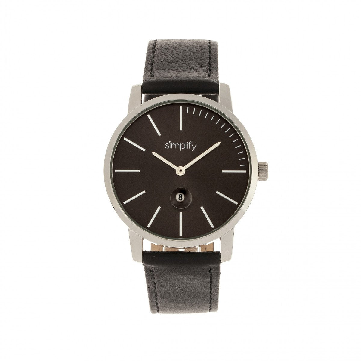 Simplify The 4700 Leather-Band Watch w/Date - Black - SIM4702