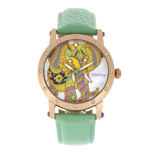 Bertha Betsy MOP Leather-Band Ladies Watch