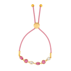 Elegant Confetti Cali Women's 18k Gold Plated Marquis Stones Bolo Rope Bracelet