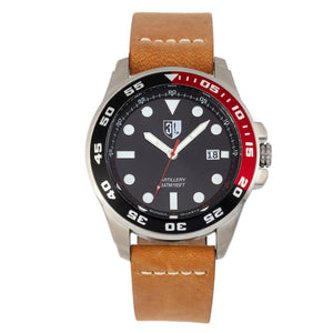 Three Leagues Artillery Leather-Band Watch with Date