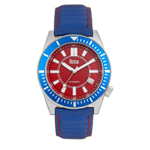 Reign Francis Leather-Band Watch w/Date - Blue/Red - REIRN6306