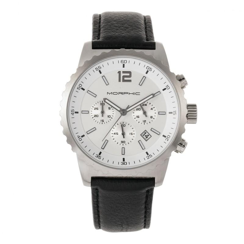 Morphic M67 Series Chronograph Leather-Band Watch w/Date