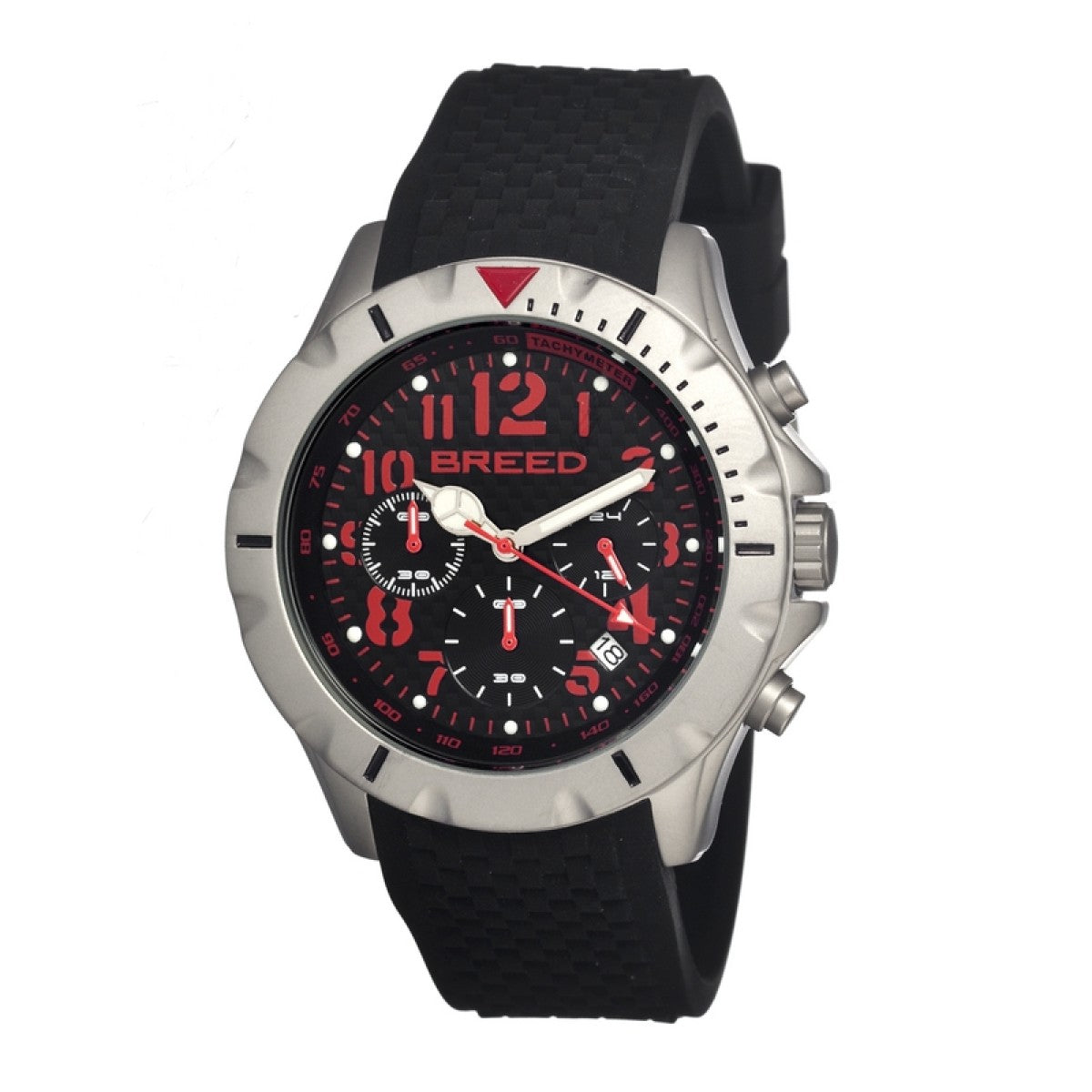 Breed Sergeant Chronograph Men's Watch w/ Date  -  Black/Red - BRD3607