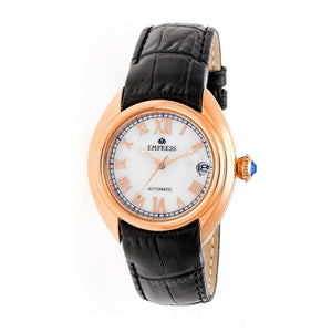 Empress Antoinette Automatic MOP Leather-Band Watch - Rose Gold/White - EMPEM1405