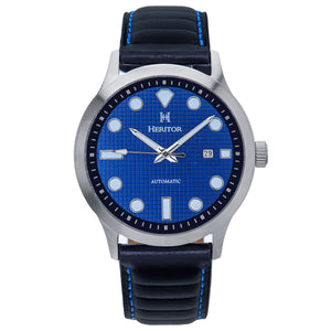 Heritor Automatic Bradford Leather-Band Watch w/Date - Blue & Black - HERHS1109