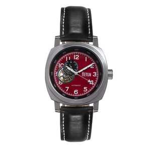 Reign Impaler Semi-Skeleton Leather-Band Watch - Red/Black - REIRN6104