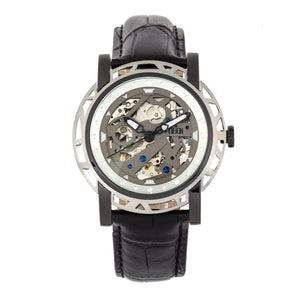 Reign Stavros Automatic Skeleton Leather-Band Watch - Silver/Charcoal - REIRN3704