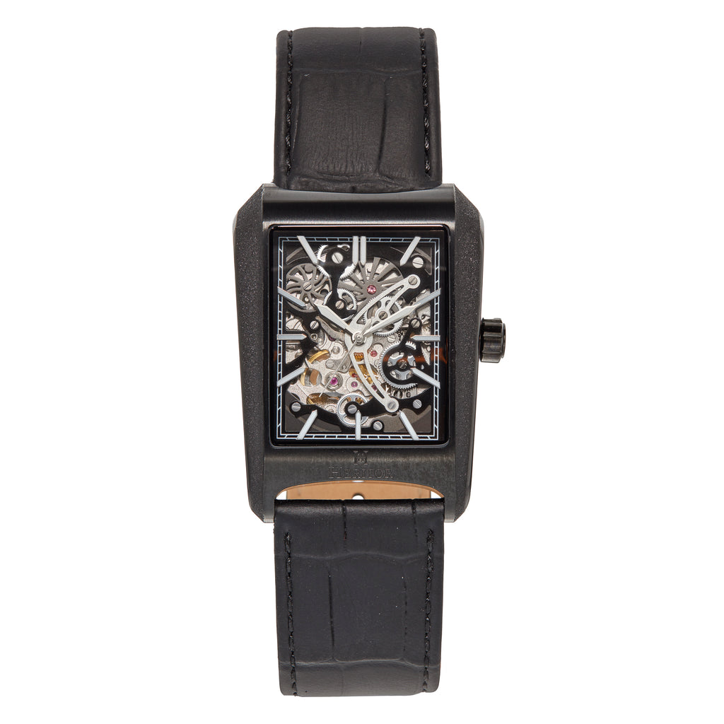 Heritor Automatic Wyatt Skeleton Watch - Black - HERHS3104