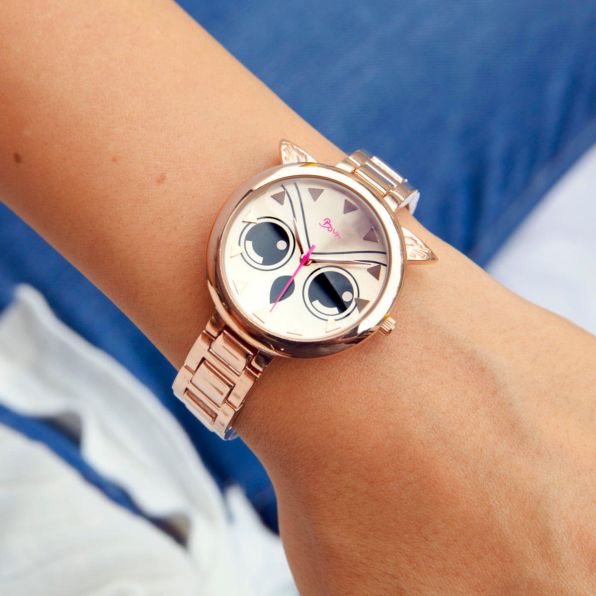 Boum Sagesse Owl-Accented Bracelet Watch - Rose Gold - BOUBM3603