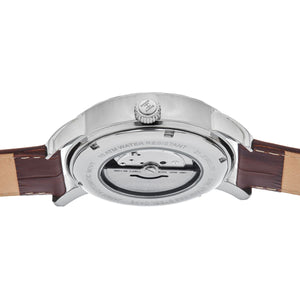Heritor Automatic Protégé Leather-Band Watch w/Date - Silver/Brown - HERHS2902