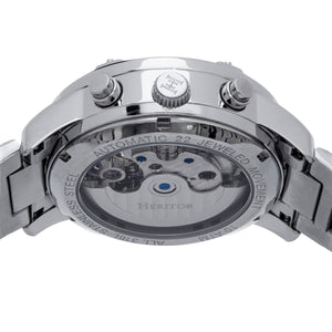 Heritor Automatic Wilhelm Semi-Skeleton Bracelet Watch w/Day/Date - Silver/Blue - HERHS2103
