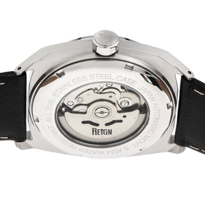 Reign Astro Semi-Skeleton Leather-Band Watch - Silver/Black - REIRN5501