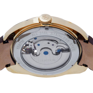 Heritor Automatic Roman Semi-Skeleton Leather-Band Watch - Gold/Brown - HERHS2203