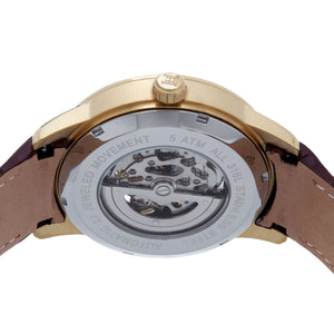 Heritor Automatic Davies Semi-Skeleton Leather-Band Watch - Gold/Brown - HERHS2504
