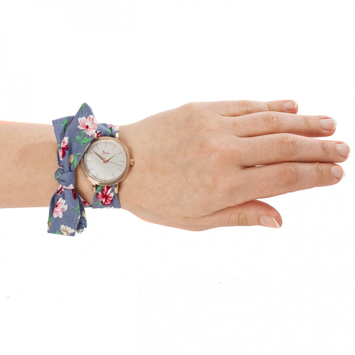 Boum Arc Floral-Print Wrap Watch - Rose Gold/Blue - BOUBM5004