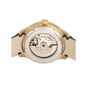 Heritor Automatic Gregory Semi-Skeleton Leather-Band Watch - Gold/Brown - HERHR8103