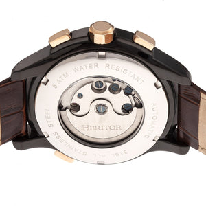 Heritor Automatic Hudson Semi-Skeleton Leather-Band Watch w/Day/Date - Brown/Black - HERHR7506