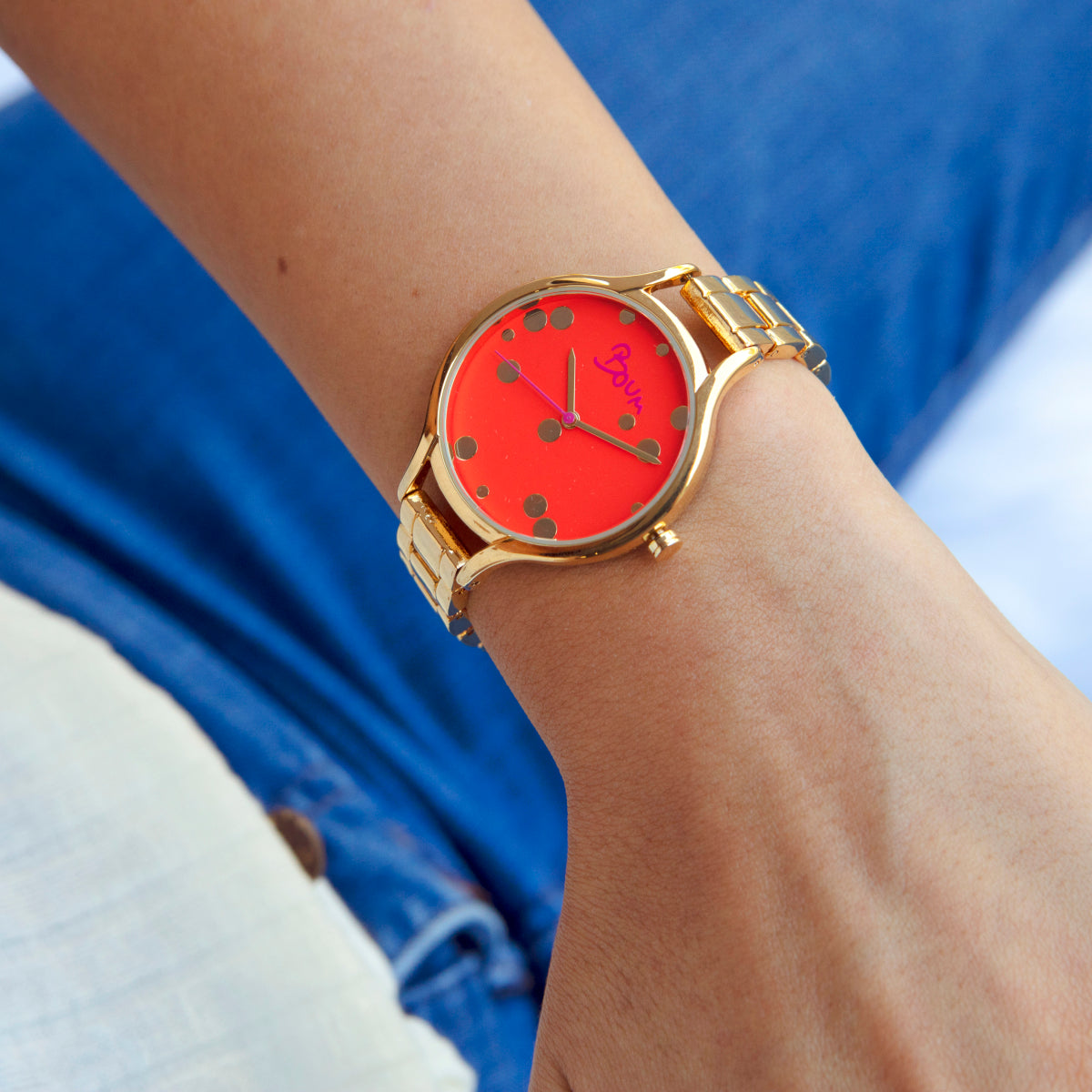 Boum Bulle Bracelet Watch - Gold/Coral - BOUBM4704