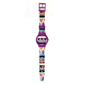 Boum Miam Unique-Print Ladies Watch - Purple/Tribal - BOUBM1601