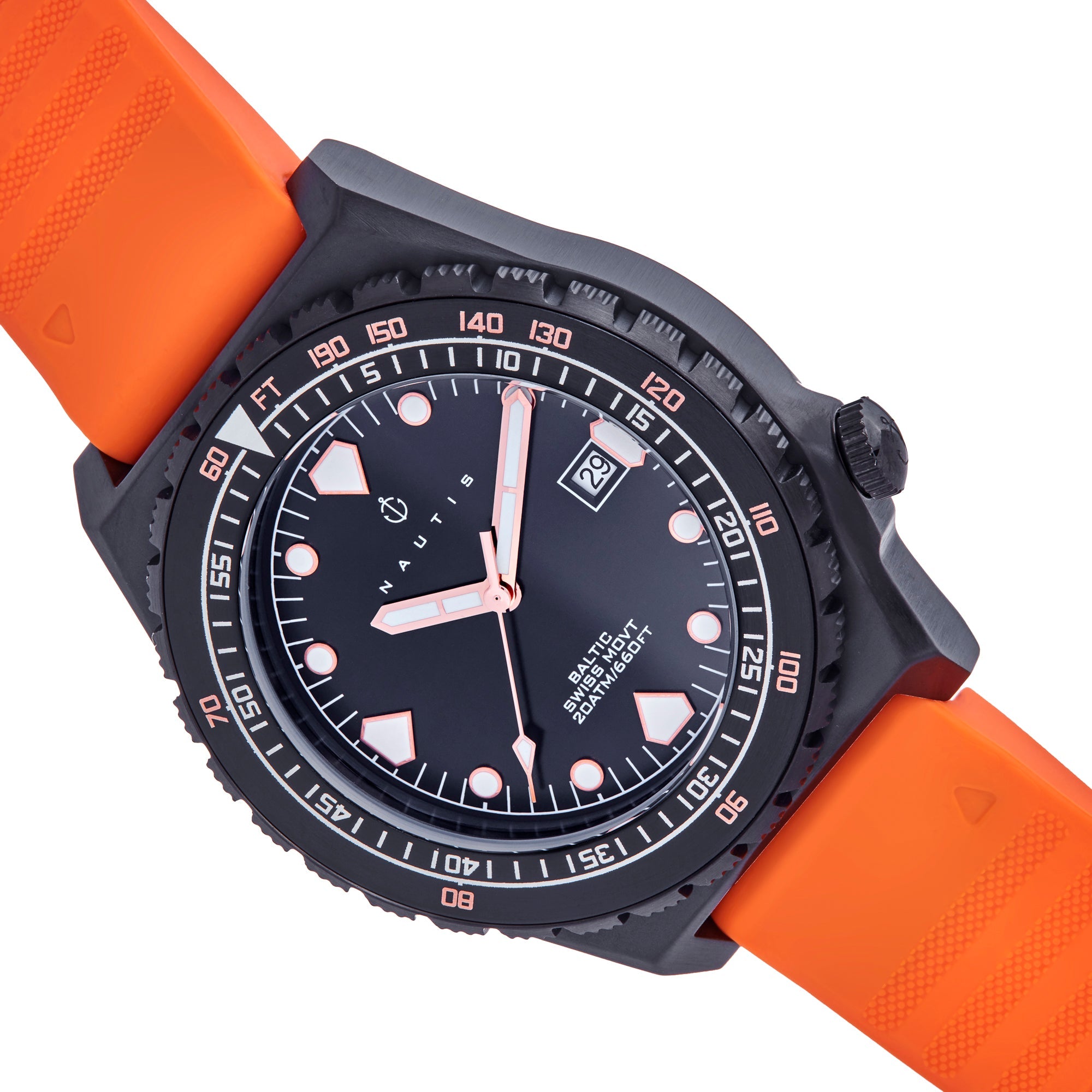 Nautis Baltic Strap Watch w/Date - Black/Orange - NAUN104-6