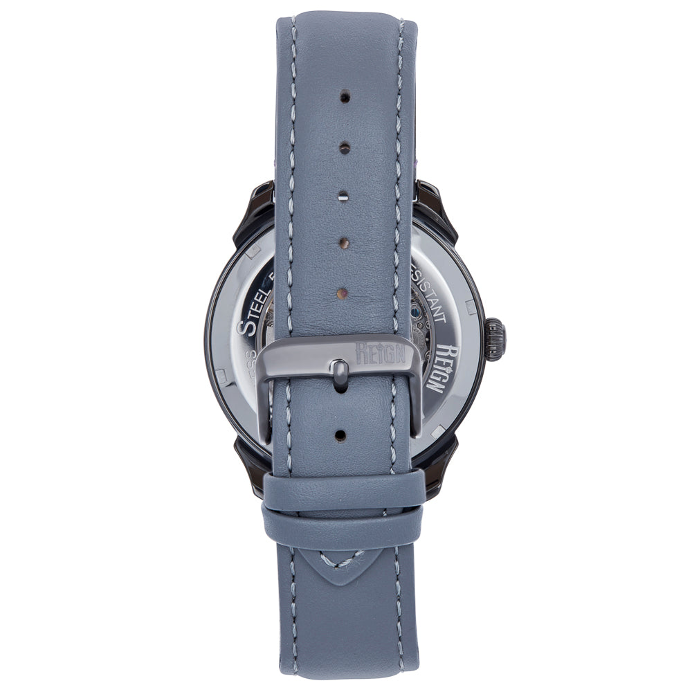 Reign Weston Automatic Skeletonized Leather-Band Watch- Grey/Grey - REIRN6804