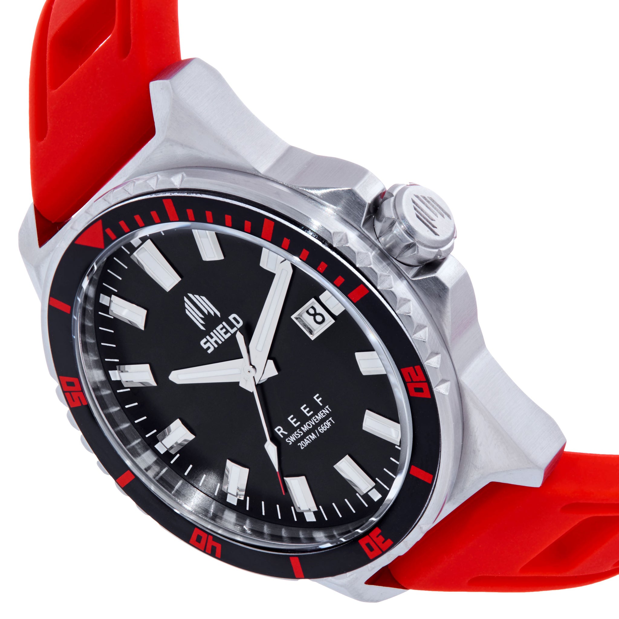 Shield Reef Strap Watch w/Date - Red - SLDSH119-2