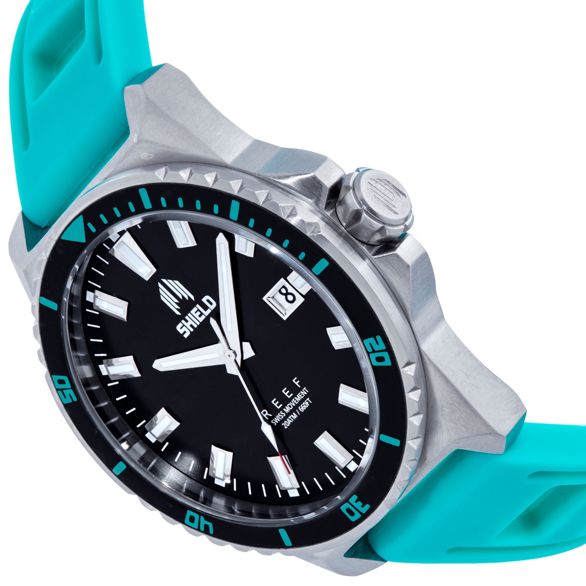 Shield Reef Strap Watch w/Date - Turquoise - SLDSH119-5